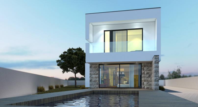 Detached villa at the beginning of construction, near the center of the city of Póvoa de Varzim.