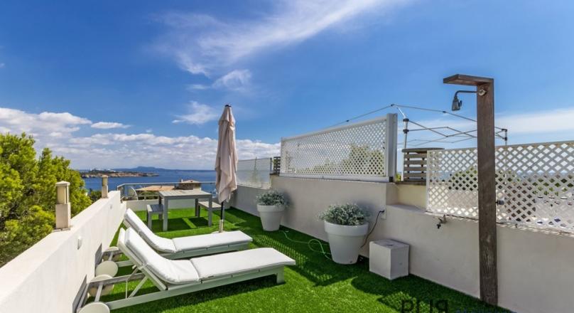Rooftop terrace with hot tub. And look. Hint A fancy apartment.