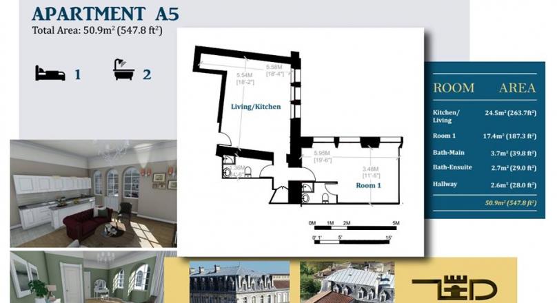 New Luxurious Apartments in a Building and City Steeped in History and Character