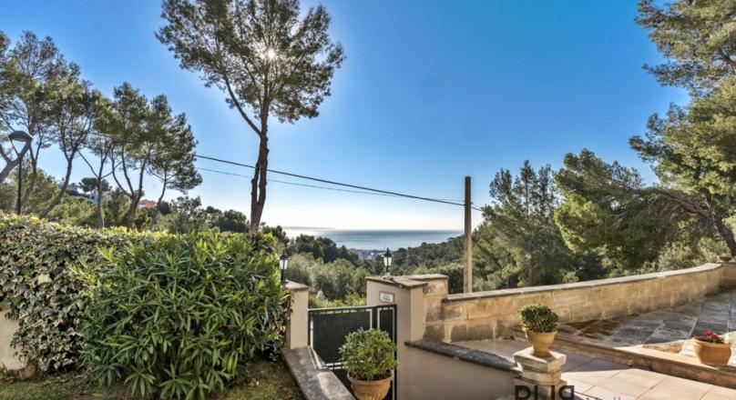 Above Puerto Portals. Costa den Blanes. Villa on a flat plot. With sea view.